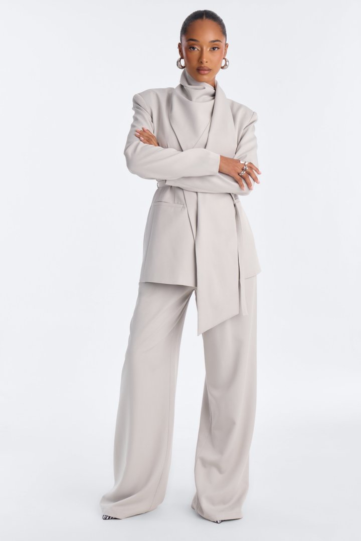 Not Your Secretary Crepe Trouser Pant 33″ - Light Grey