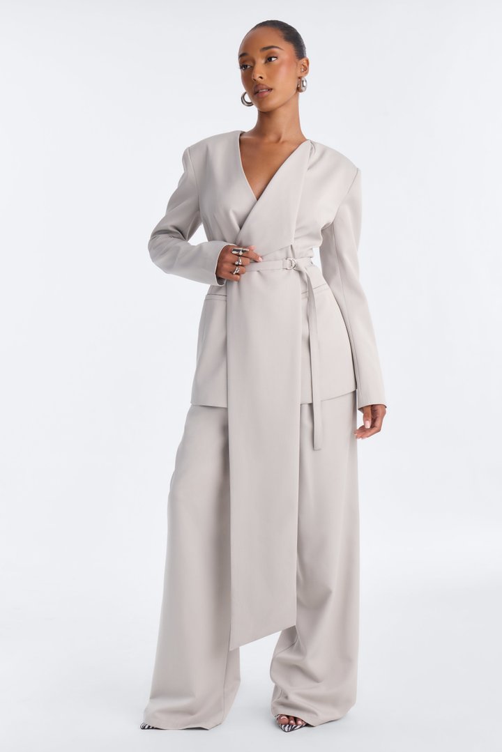 Not Your Secretary Crepe Trouser Pant 33″ - Light Grey
