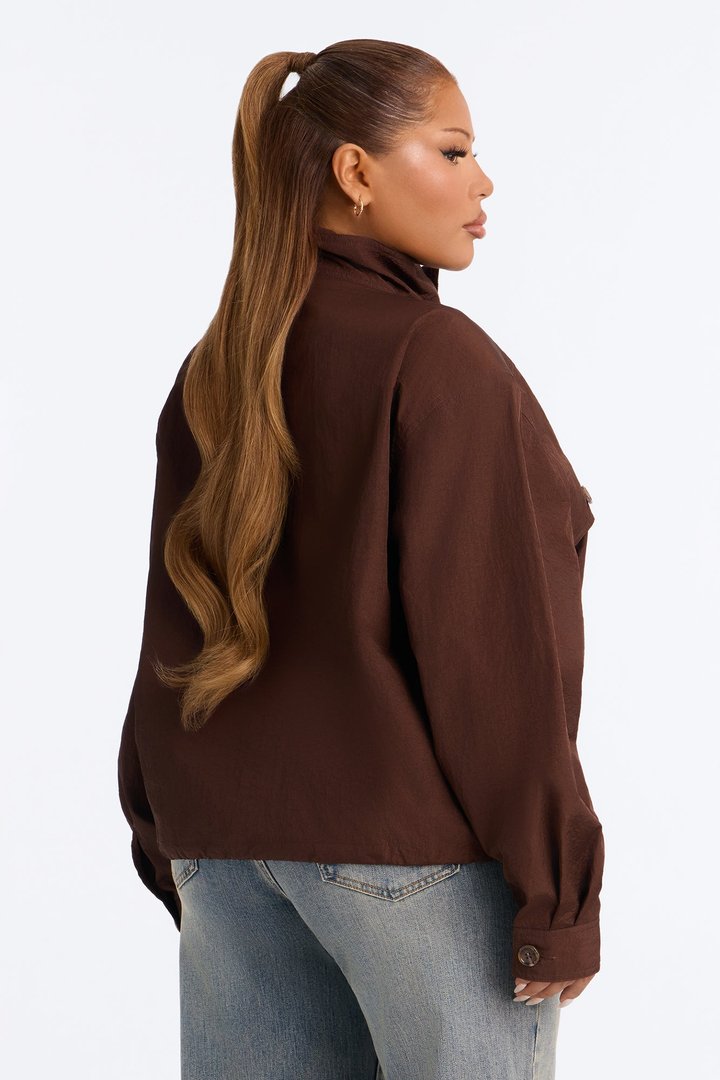 Pretty Chill Funnel Neck Windbreaker - Chocolate
