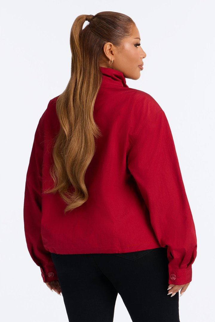 Pretty Chill Funnel Neck Windbreaker - Red