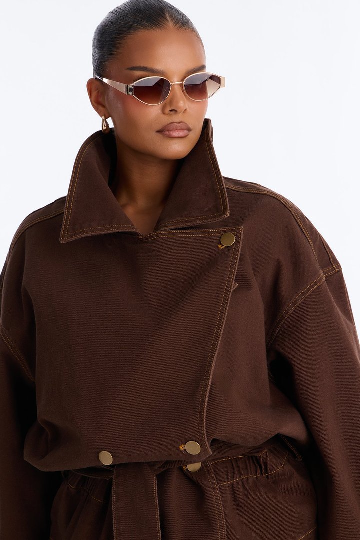 City Limits Belted Trench Jacket - Brown