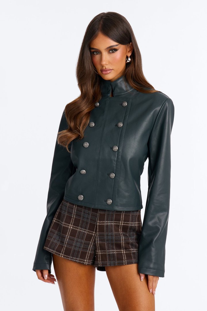 Commanding Presence Cropped Jacket - Hunter Green