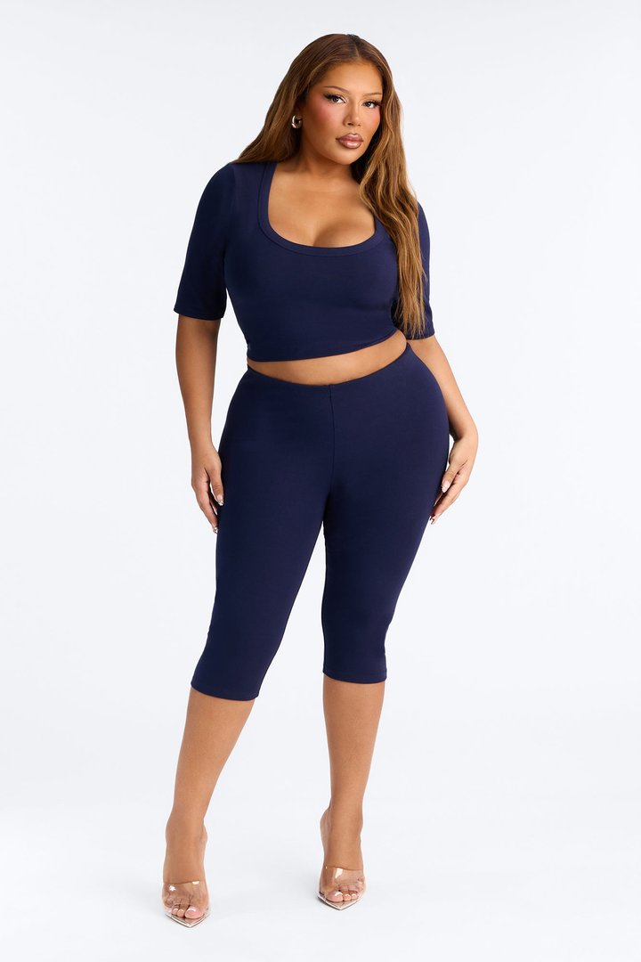 Quinn Low Rise Pedal Pusher Capri Legging - Navy