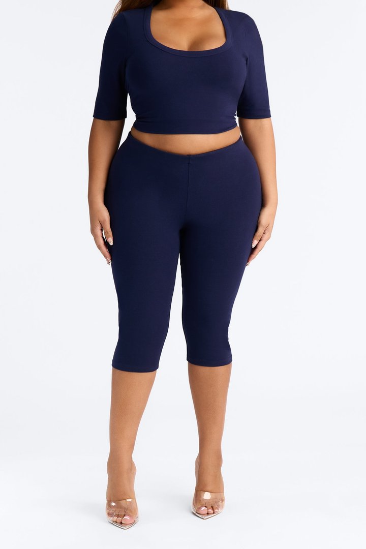 Quinn Low Rise Pedal Pusher Capri Legging - Navy
