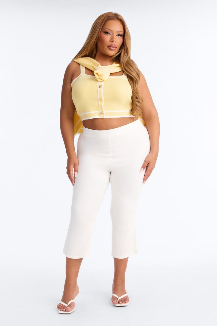 Lenora Capri Mid Rise Pant - White