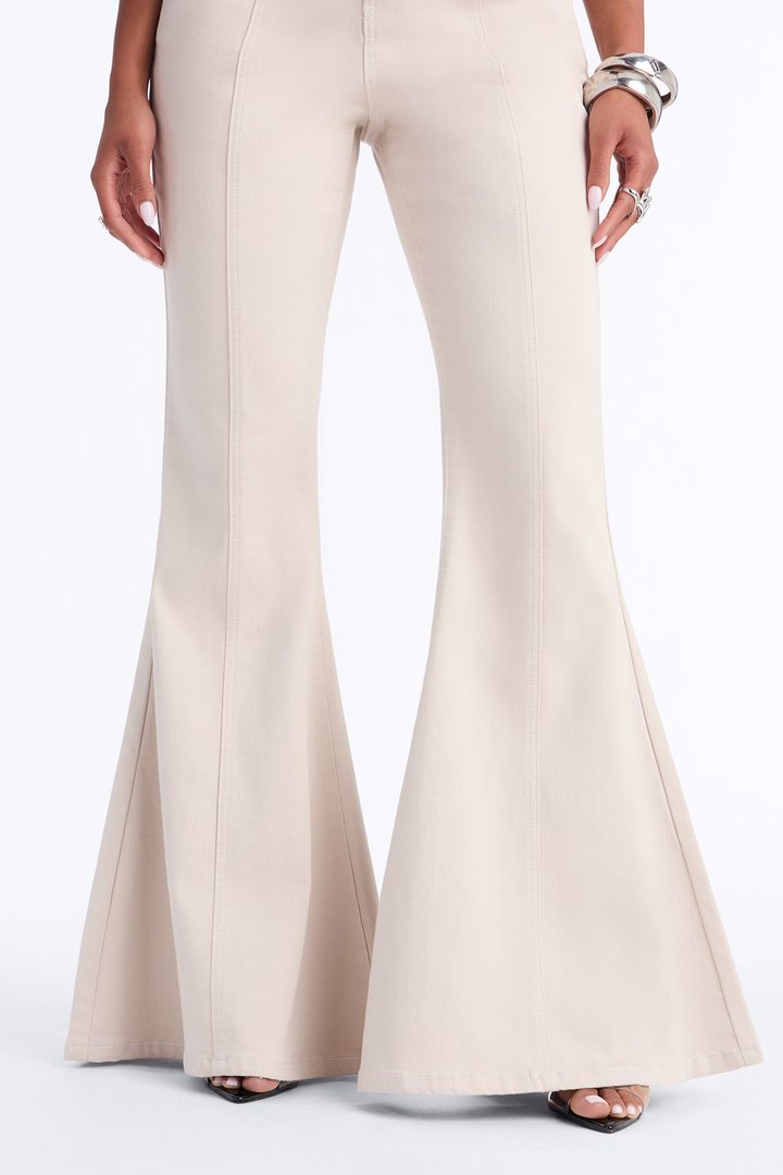 Natalie High Rise Washed Flare Pant - Stone