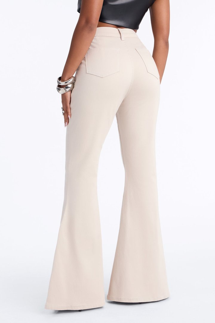 Natalie High Rise Washed Flare Pant - Stone