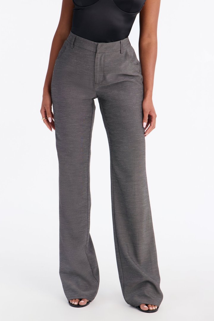 Tall Stacy Low Rise Straight Leg Linen Trouser - Black