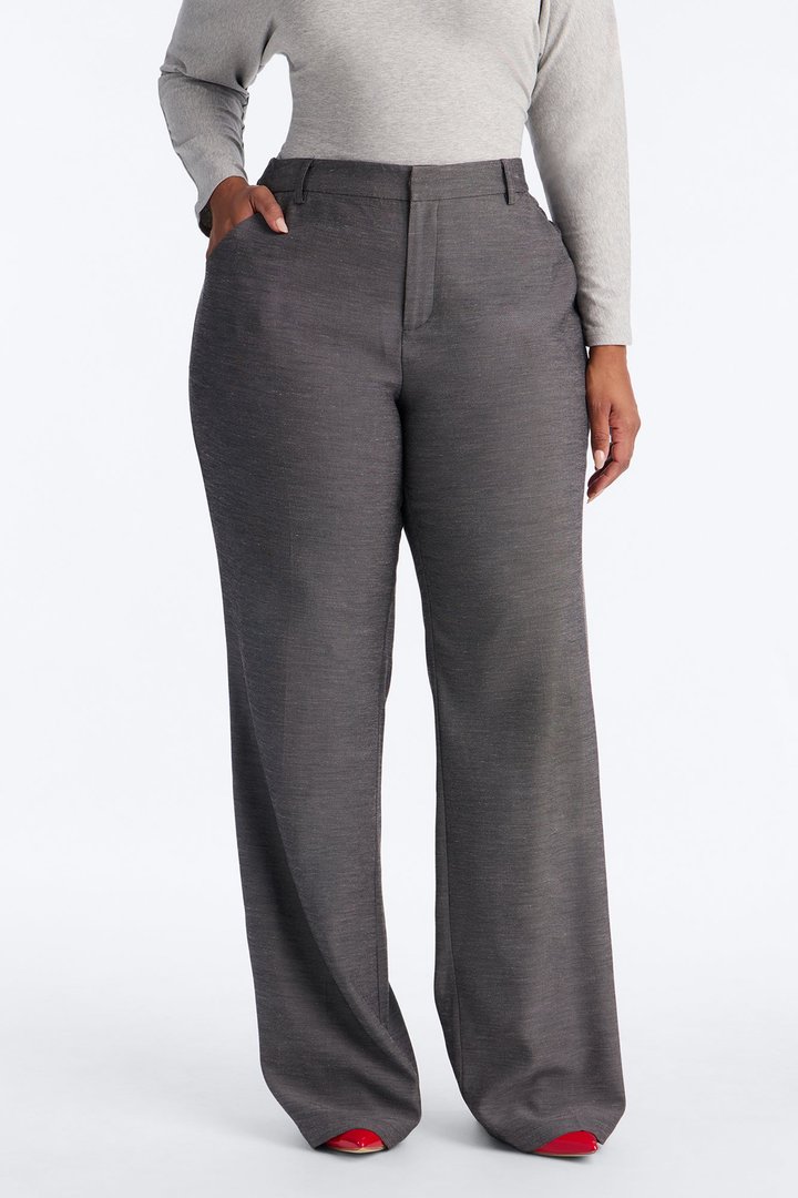 Tall Stacy Low Rise Straight Leg Linen Trouser - Black