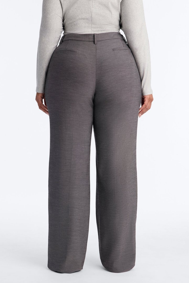 Tall Stacy Low Rise Straight Leg Linen Trouser - Black