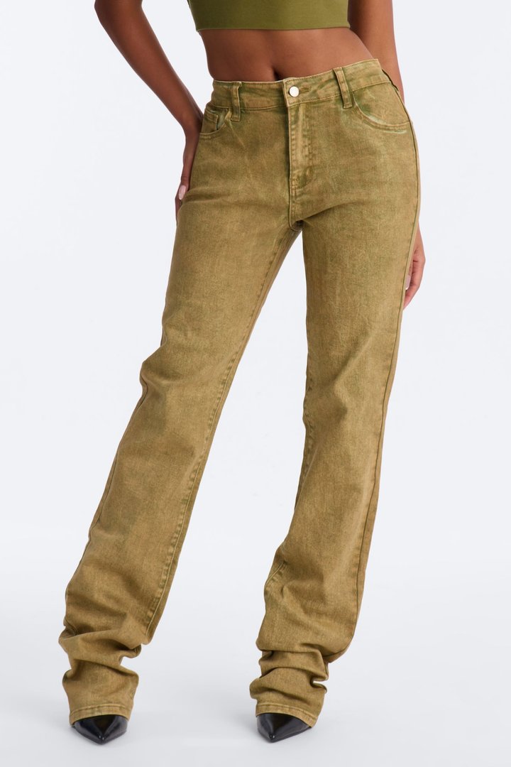Steppin Out Waxed Skinny Stacked Pant - Olive