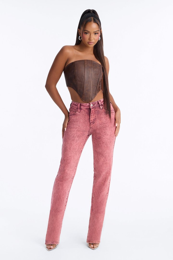 Steppin Out Waxed Skinny Stacked Pant - Pink