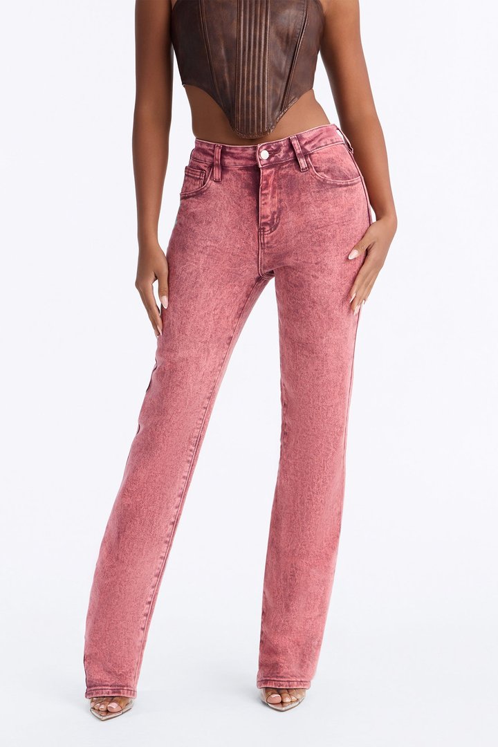 Steppin Out Waxed Skinny Stacked Pant - Pink