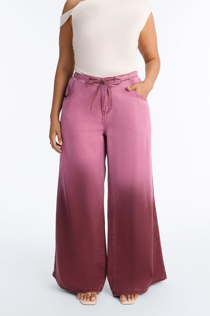 Fade Into You Wide Leg Frayed Pant - Wine