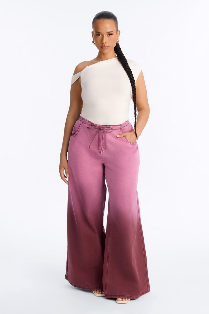 Fade Into You Wide Leg Frayed Pant - Wine