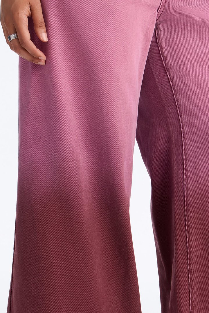 Fade Into You Wide Leg Frayed Pant - Wine
