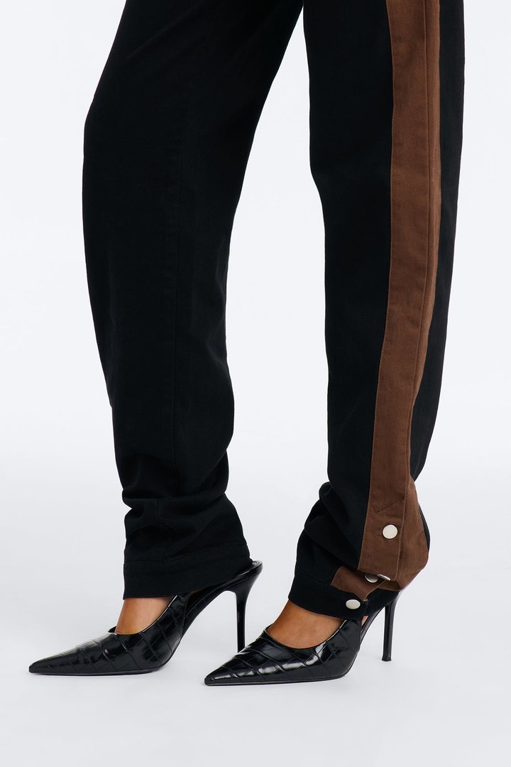 Ruby Straight Leg Side Striped Stacked Pant - Black/combo