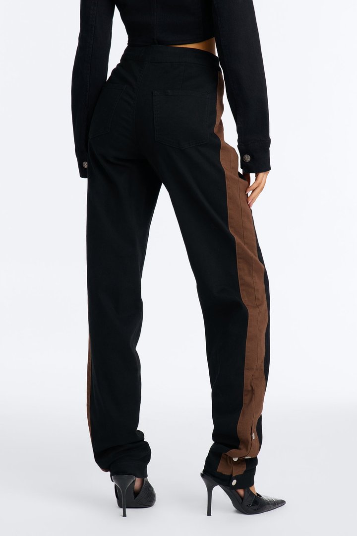 Ruby Straight Leg Side Striped Stacked Pant - Black/combo