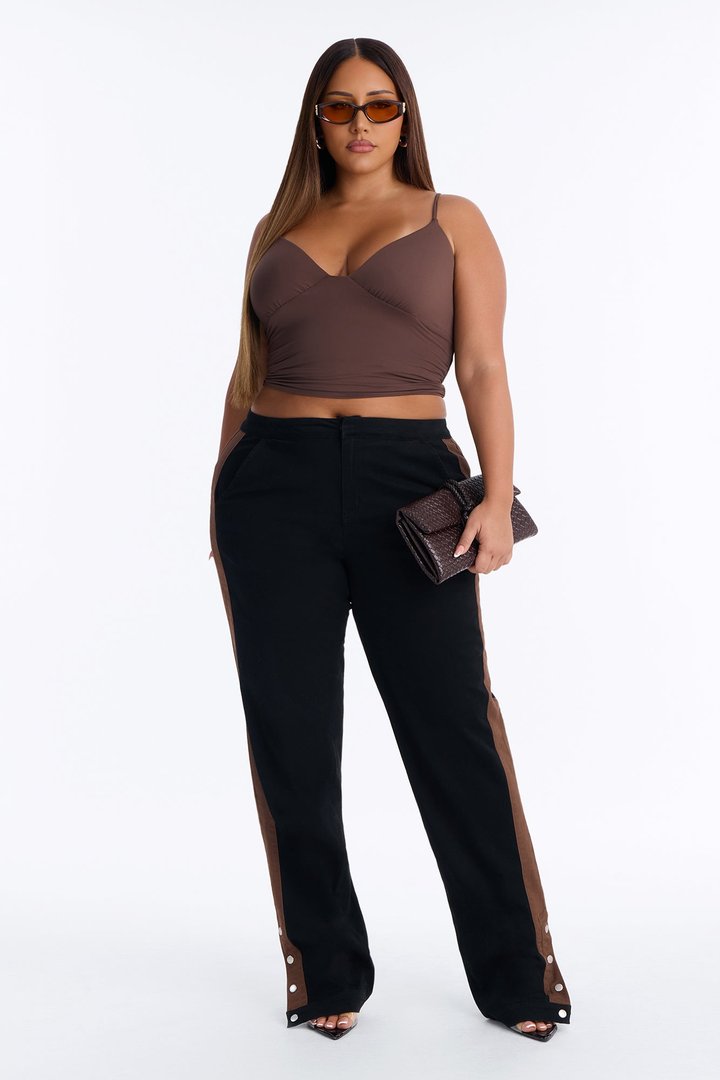 Ruby Straight Leg Side Striped Stacked Pant - Black/combo