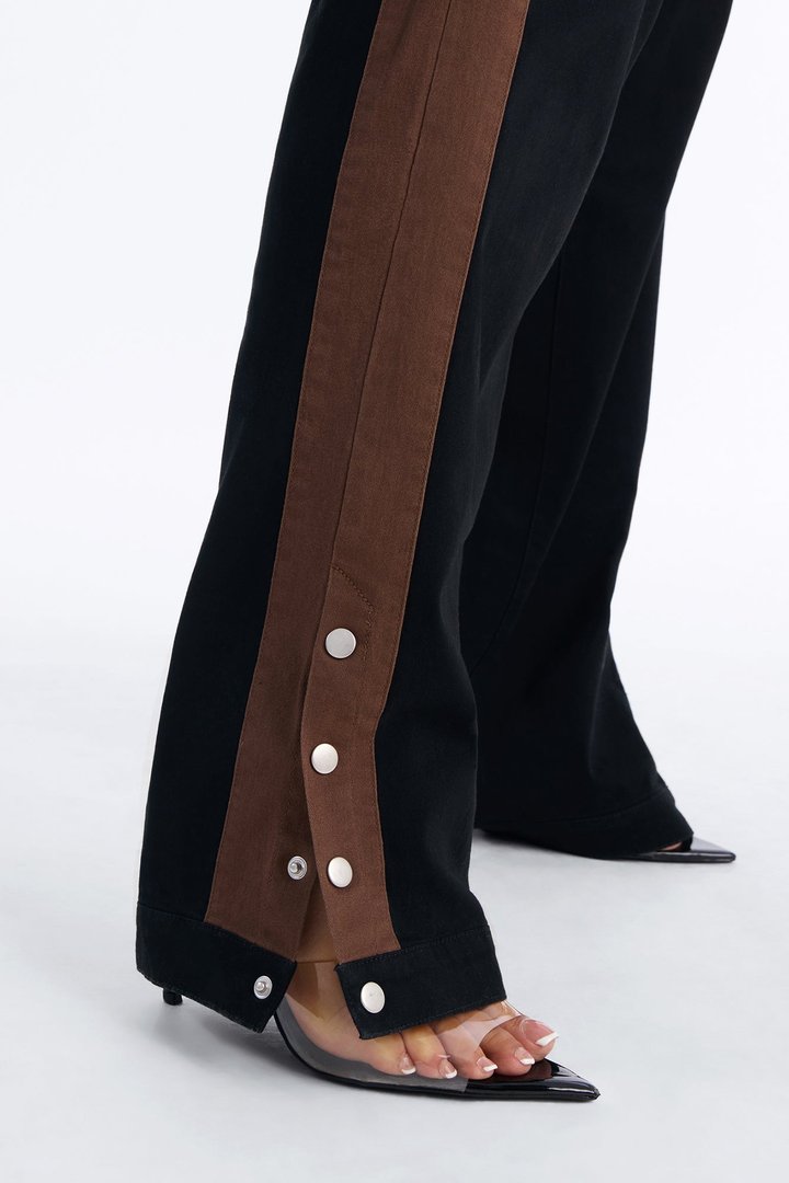 Ruby Straight Leg Side Striped Stacked Pant - Black/combo