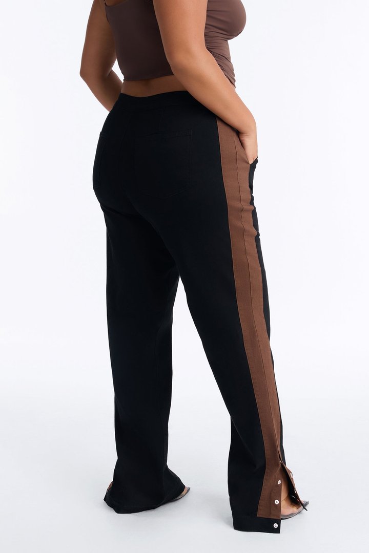 Ruby Straight Leg Side Striped Stacked Pant - Black/combo