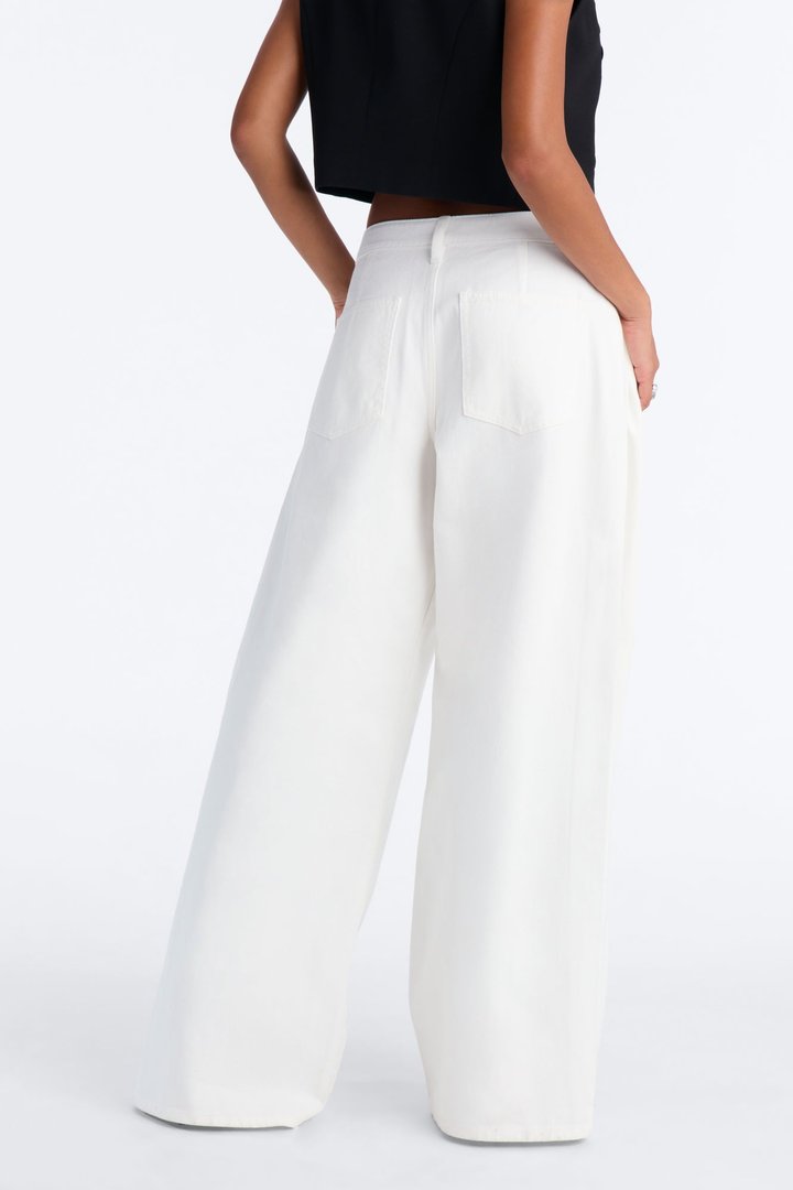 Tatiana Low Rise Wide Leg Moto Pant - Ivory