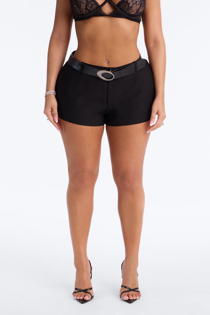 Julia Metal Buckle Mini Short - Black