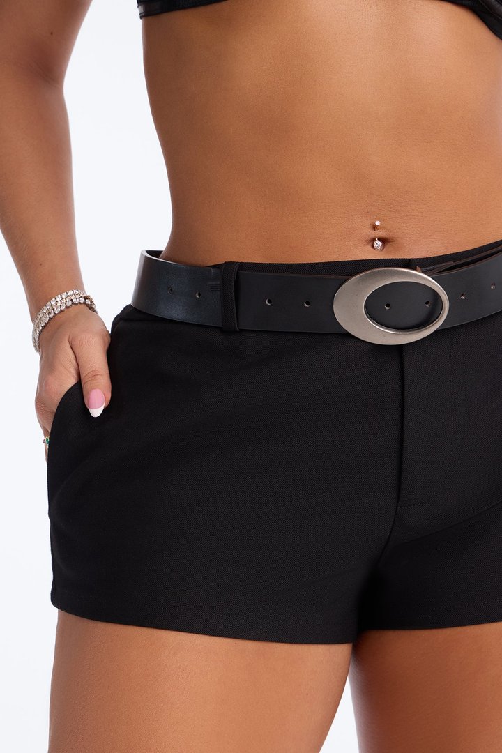 Julia Metal Buckle Mini Short - Black