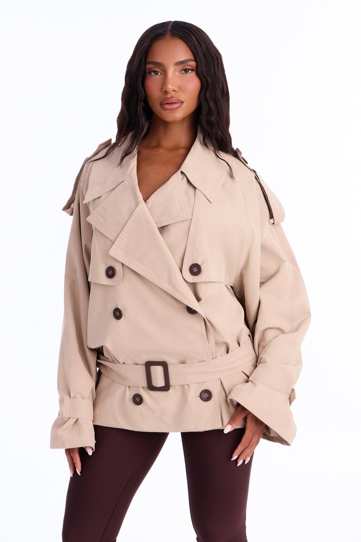 Serena Belted Trench Coat - Taupe