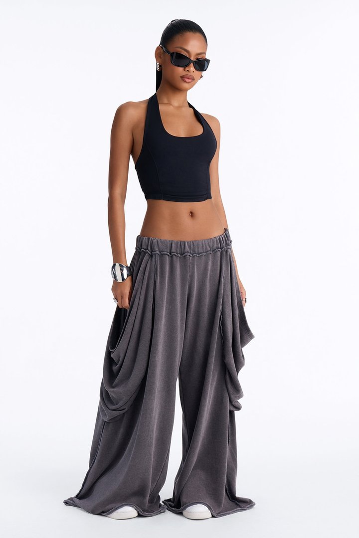 Free Flow Draped Washed Lounge Pant - Charcoal