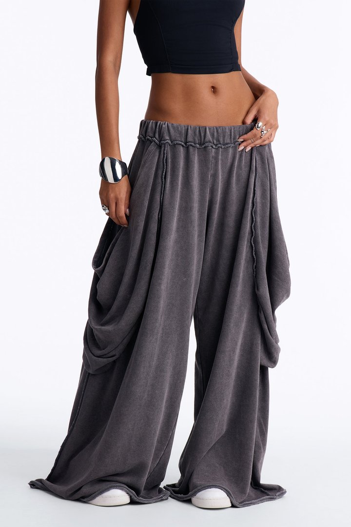Free Flow Draped Washed Lounge Pant - Charcoal