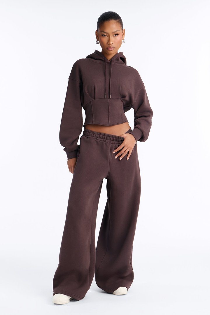 Locked In Fleece Pant Set - Chocolate