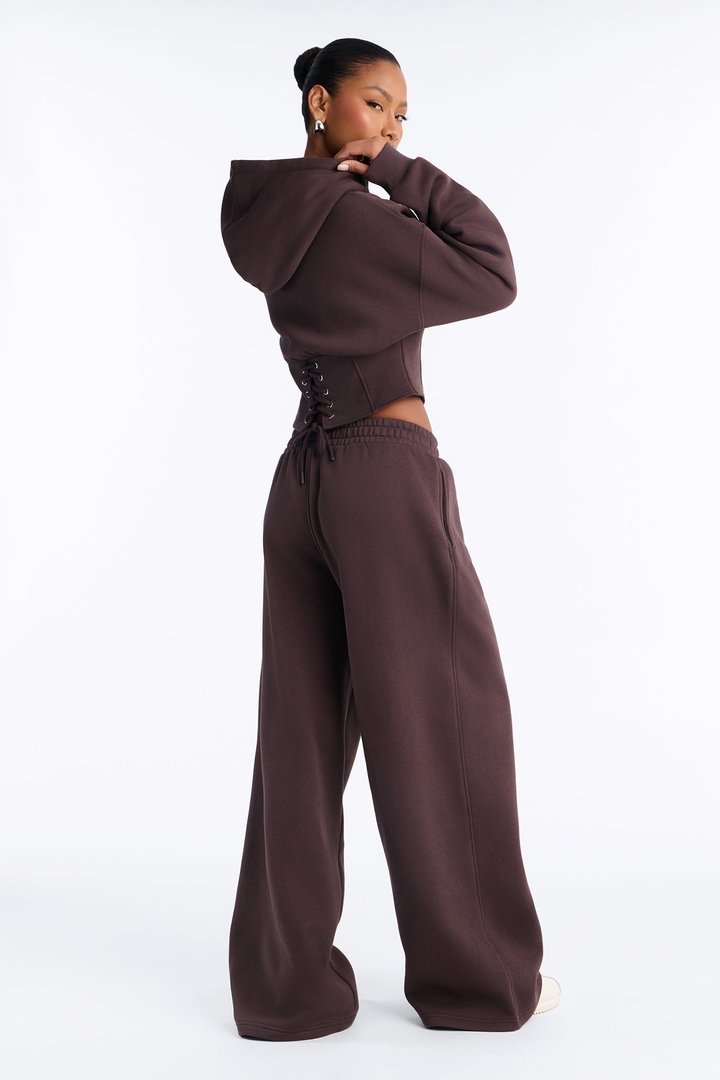 Locked In Fleece Pant Set - Chocolate