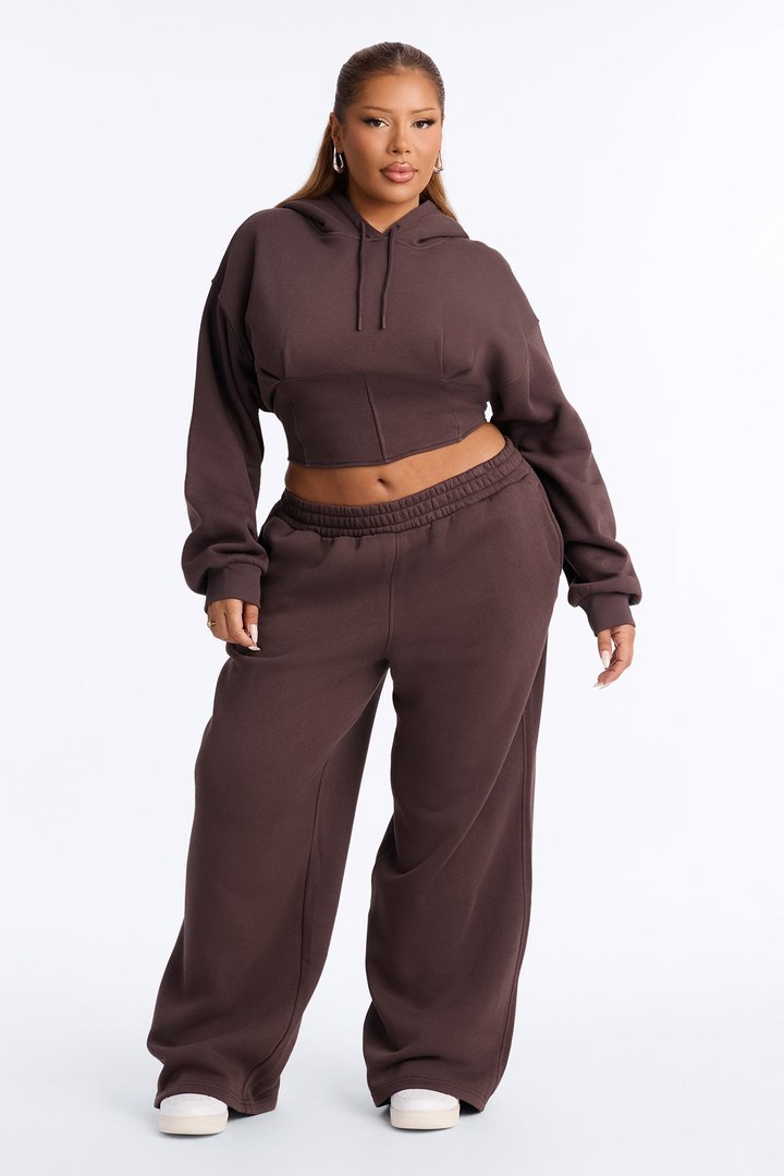 Locked In Fleece Pant Set - Chocolate