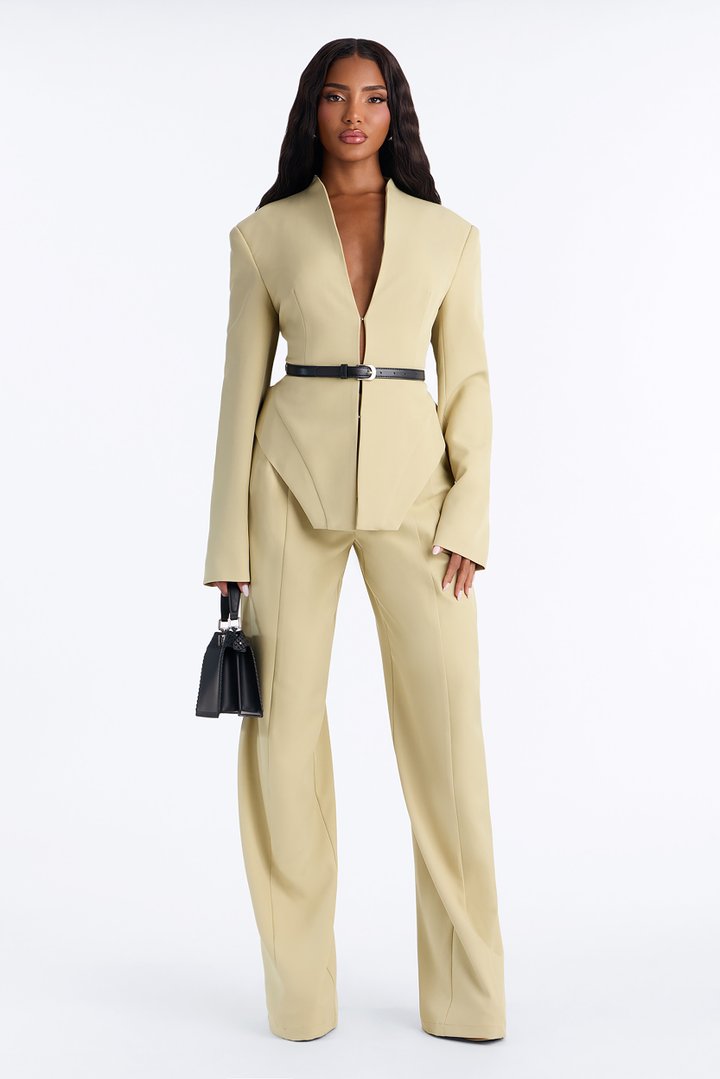 Basette High Rise Straight Leg Trouser - Sage