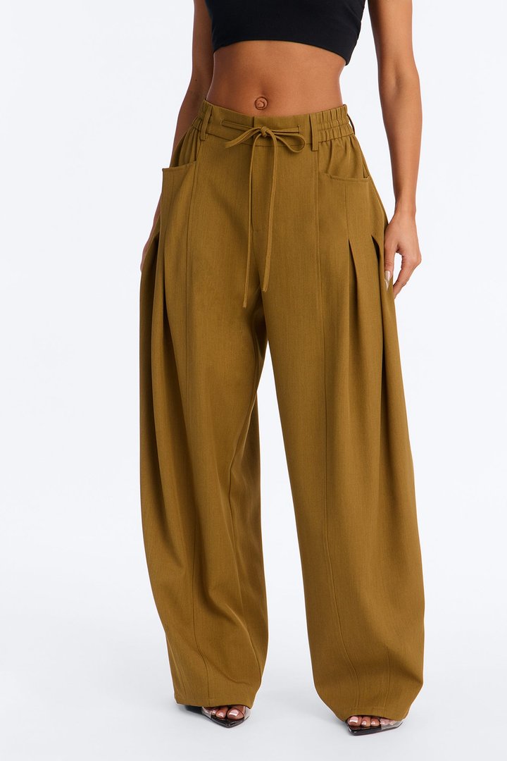 Always Easy Tie Waist Wide Leg Trouser - Olive