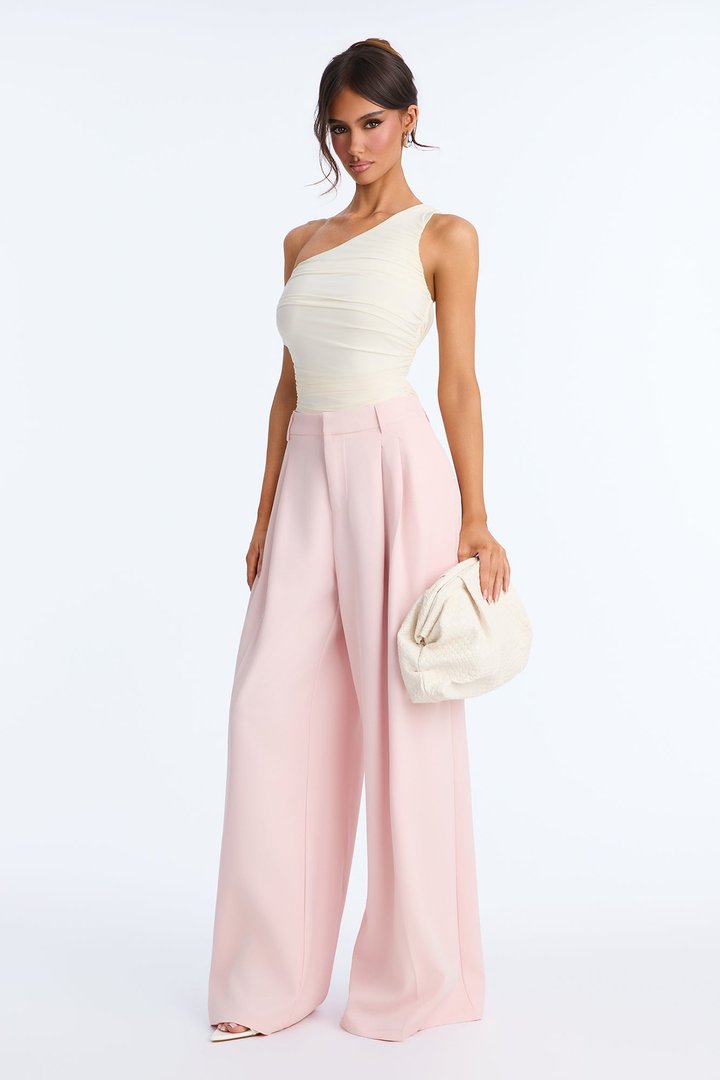 Sydney Slouch Low Rise Wide Leg Trouser - Light Pink