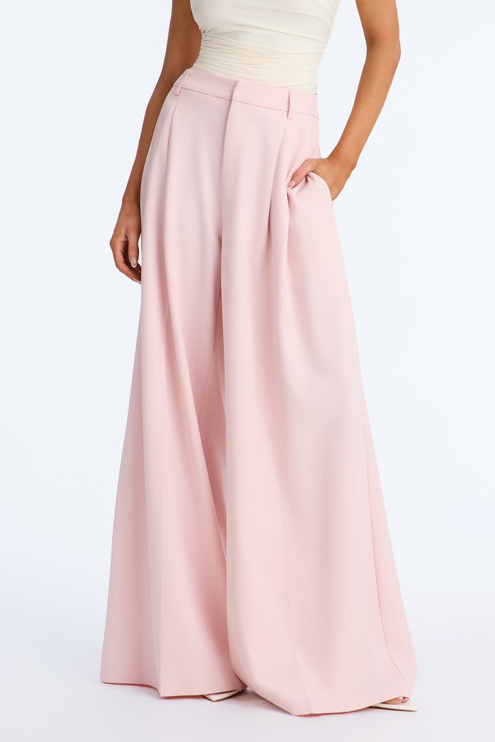 Sydney Slouch Low Rise Wide Leg Trouser - Light Pink