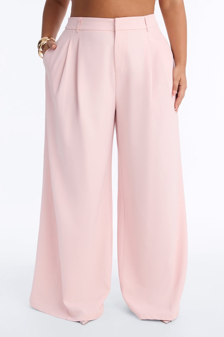 Sydney Slouch Low Rise Wide Leg Trouser - Light Pink