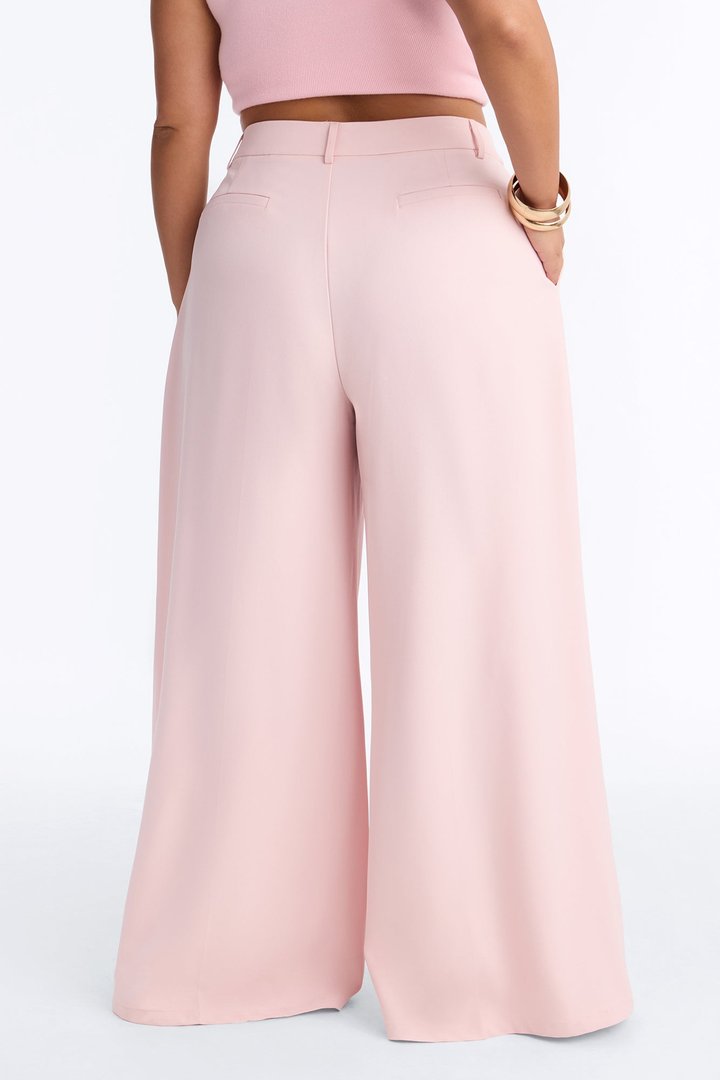 Sydney Slouch Low Rise Wide Leg Trouser - Light Pink