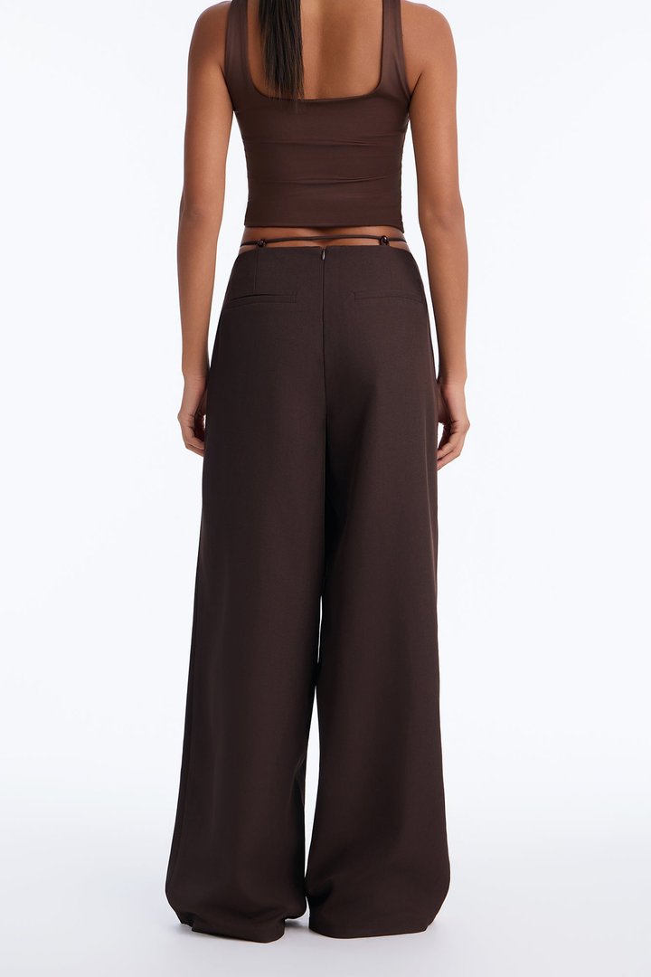 Malibu Tie Waist Wide Leg Trouser - Chocolate