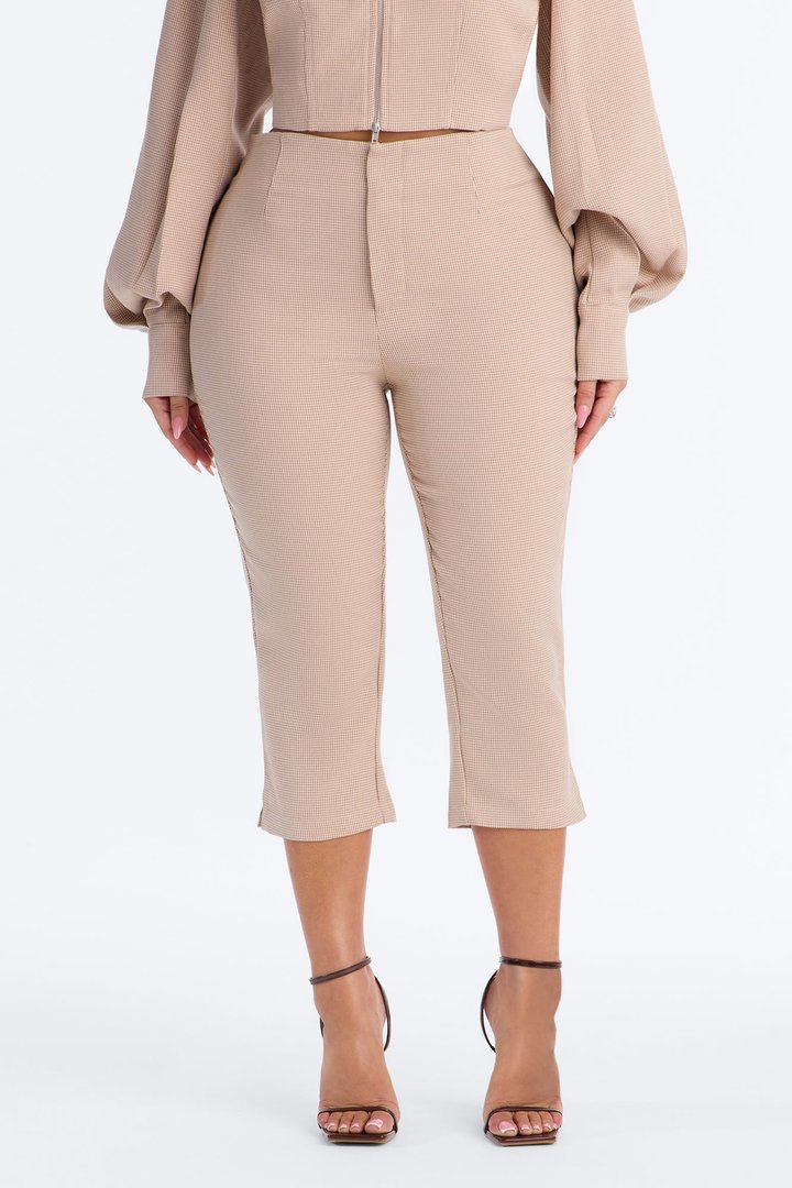 Darling Daywear High Rise Plaid Skinny Pant - Beige
