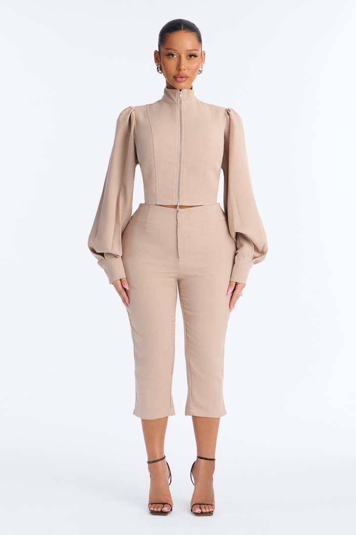 Darling Daywear High Rise Plaid Skinny Pant - Beige