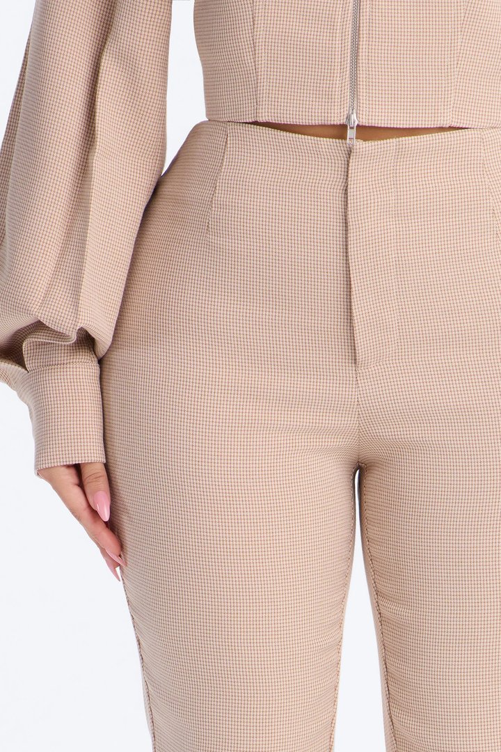 Darling Daywear High Rise Plaid Skinny Pant - Beige