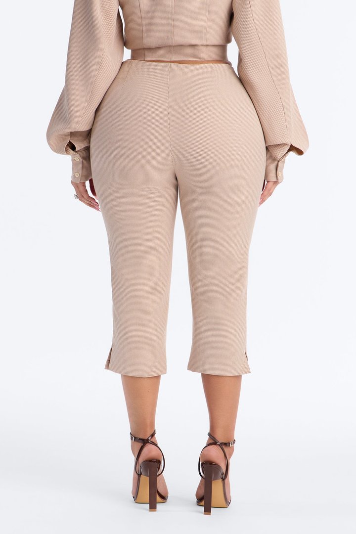 Darling Daywear High Rise Plaid Skinny Pant - Beige