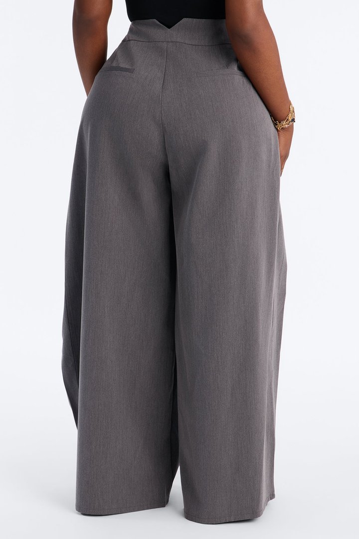 Presley Paneled Wrap Wide Leg Trouser - Charcoal