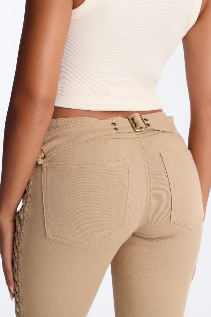 Goleta Low Rise Slim Flare Lace Up Pant - Taupe