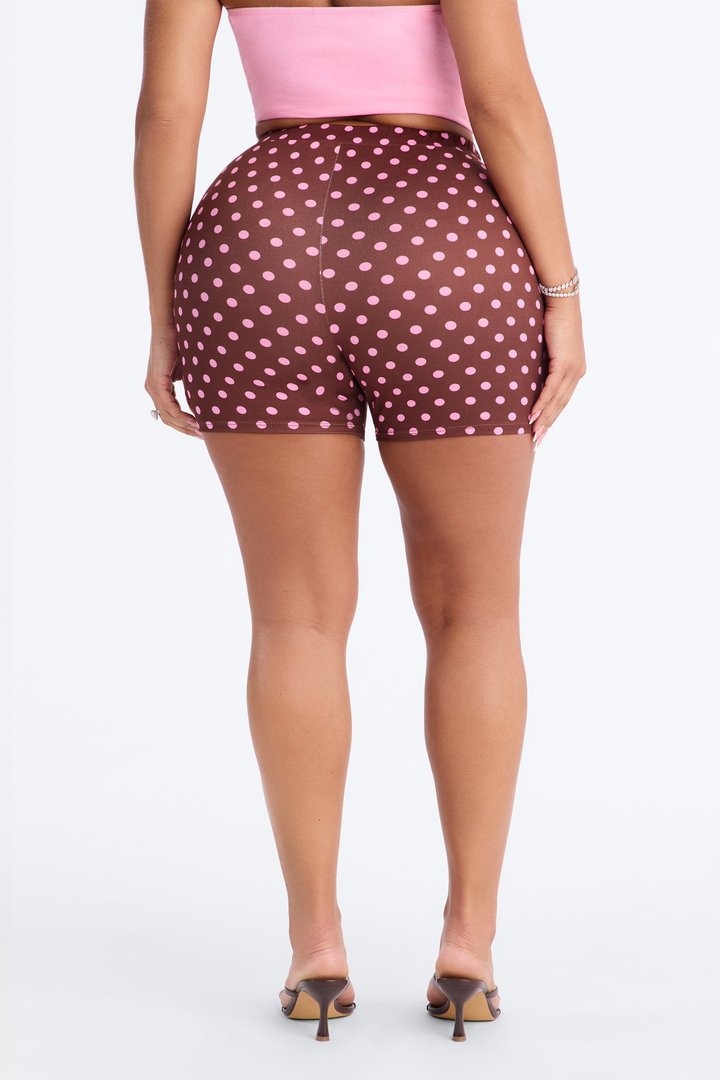 Light Stroll Polka Dot Biker Short - Brown/combo