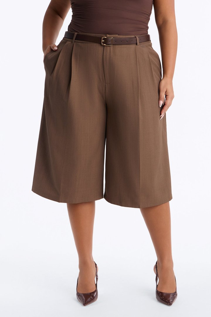Sabine Belted Bermuda Short - Caffe