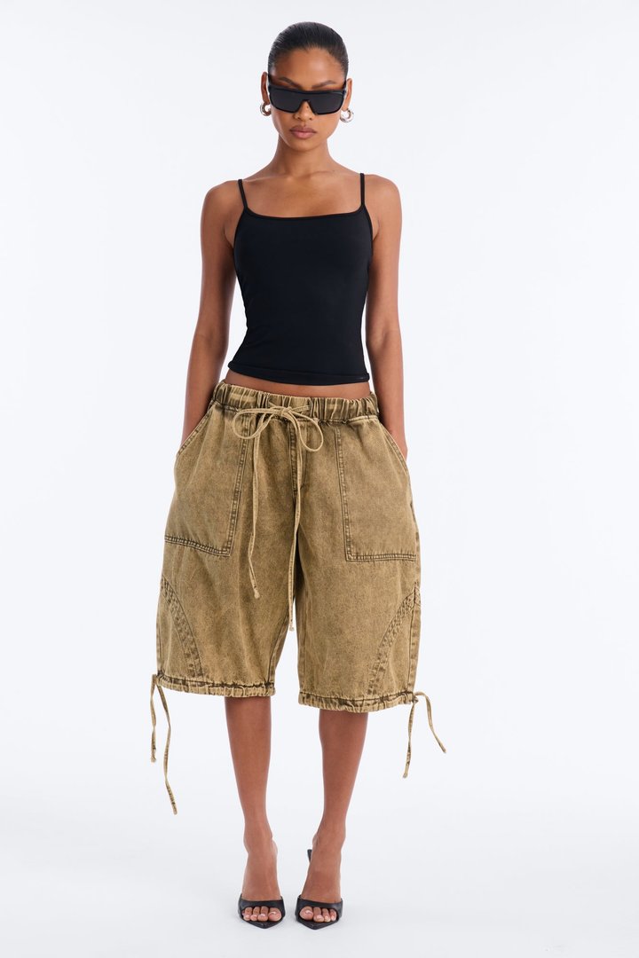 Alicia Washed Twill Bermuda Short - Olive